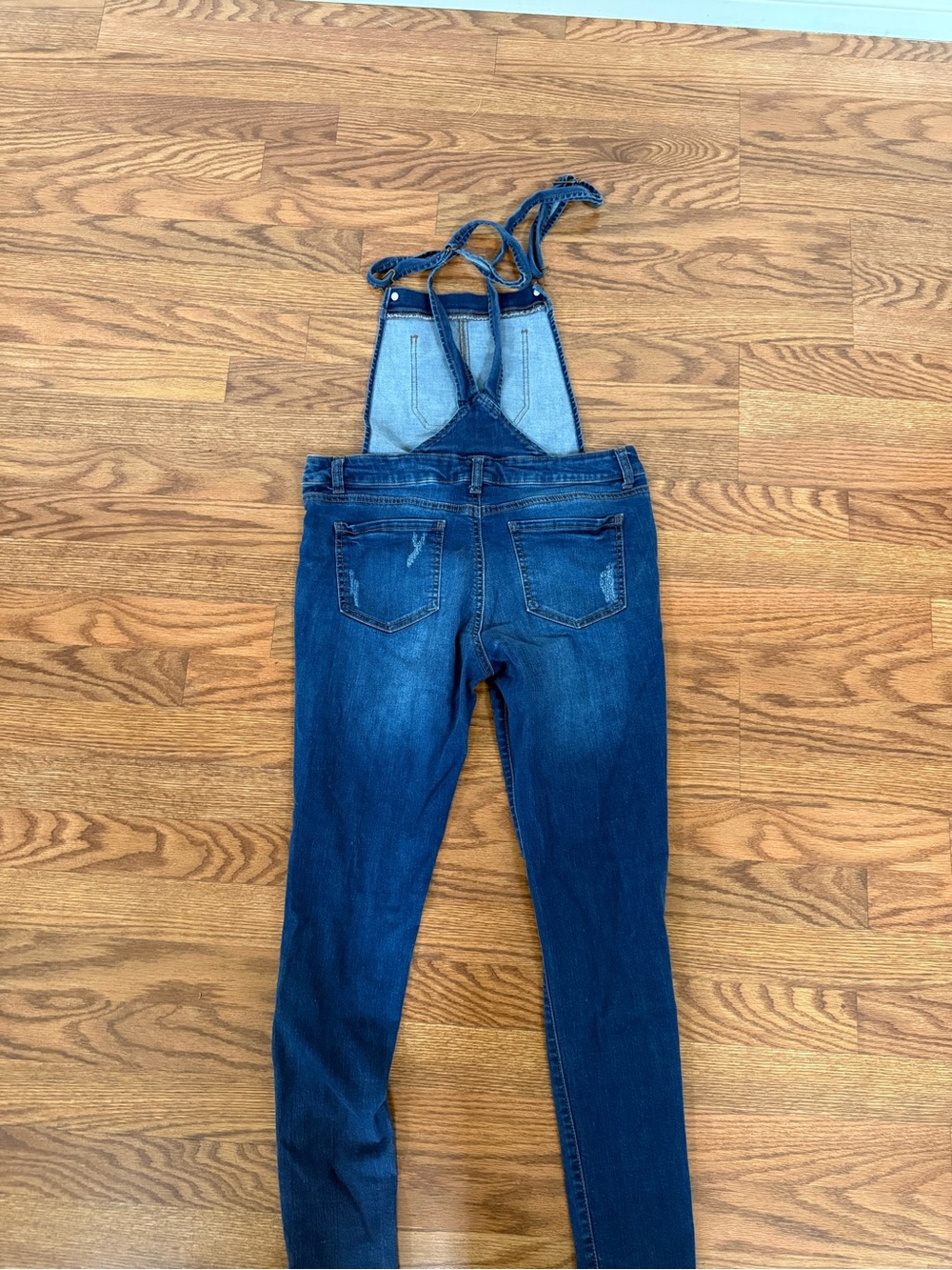 Women’s Wax Jean Blue Distressed Denim Overalls - Picture 4 of 8